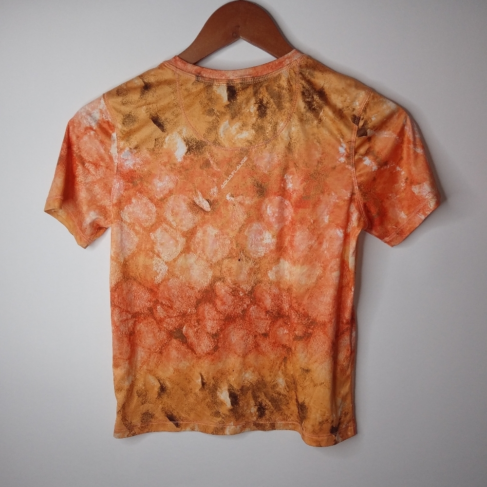 Reel Legends Aquaflauge S Fishing Orange Rash Guard Top - Picture 6 of 9